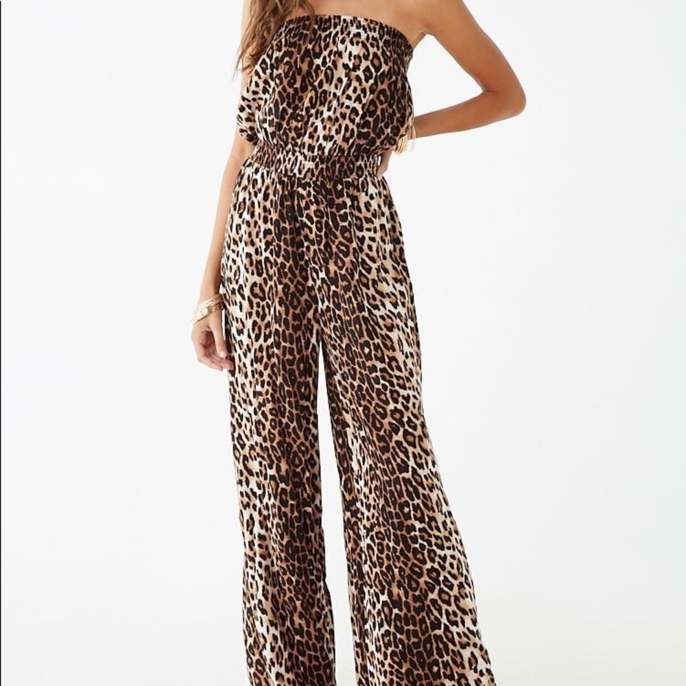 Leopard Print Strapless jumpsuit